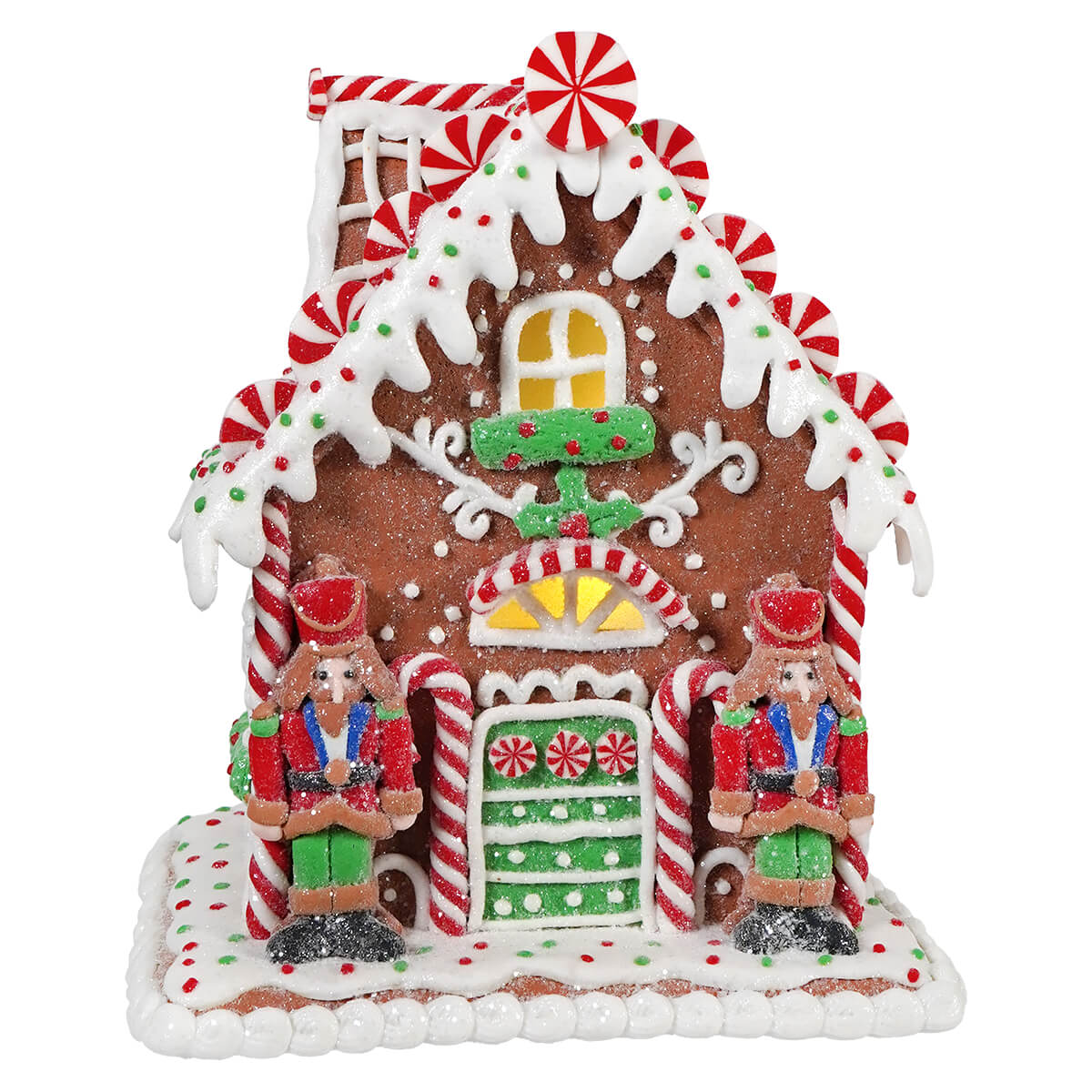 Lighted Clay Dough Nutcracker Gingerbread House - Christmas