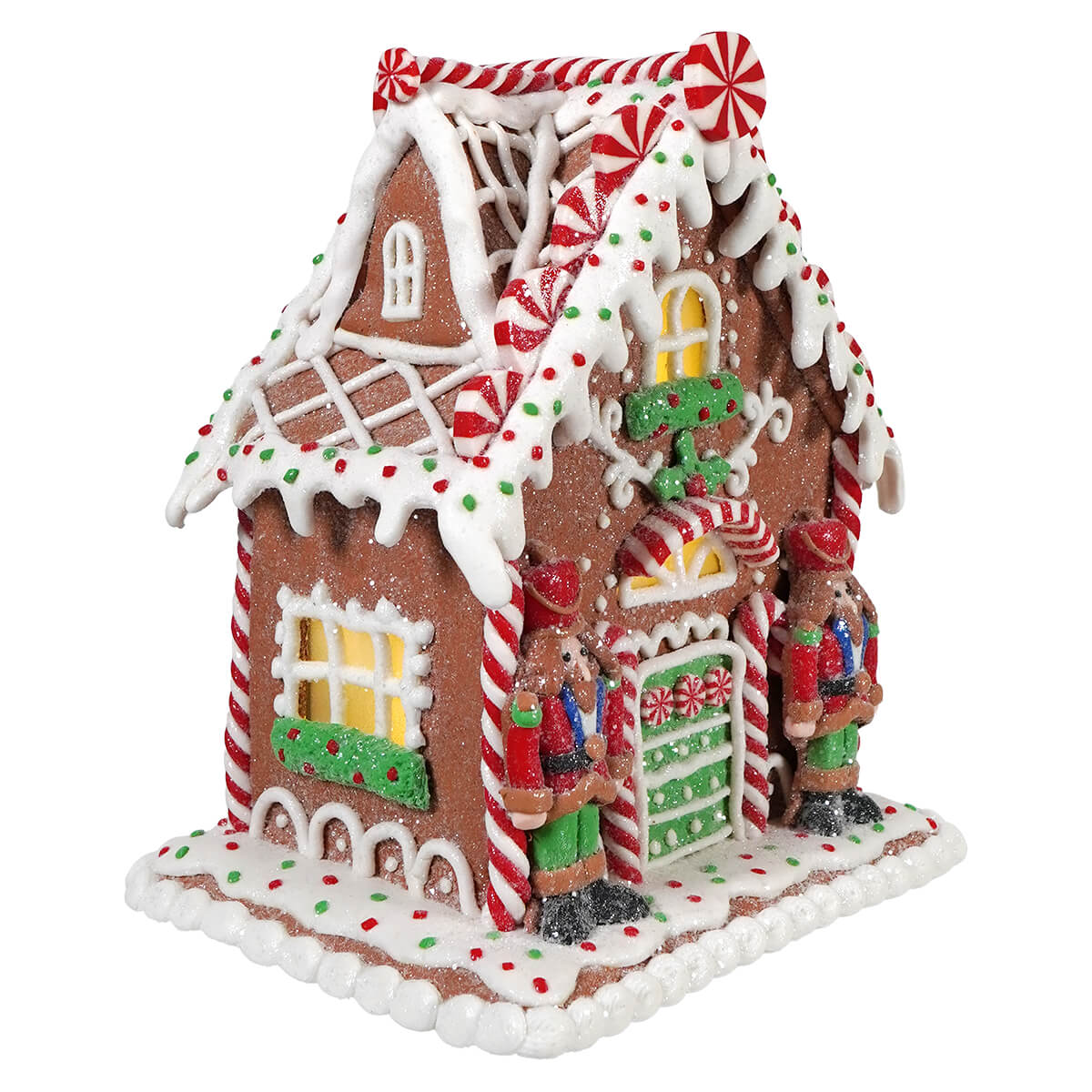 Lighted Clay Dough Nutcracker Gingerbread House - Christmas