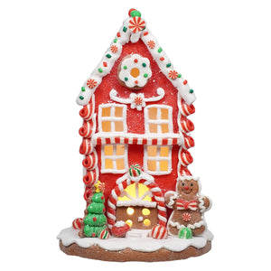 Lighted Claydough Holiday Gingerbread House With Gingerbread Man