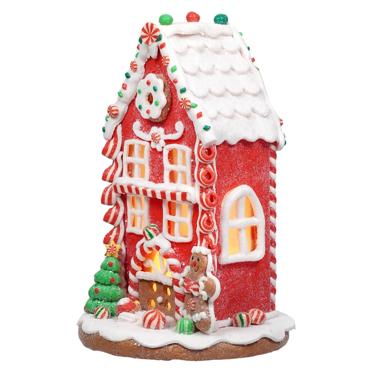 Lighted Claydough Holiday Gingerbread House With Gingerbread Man