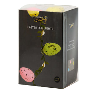 Lighted easter egg garland from kathys christmas collection with pink yellow green speckled easter egg lights for spring decor