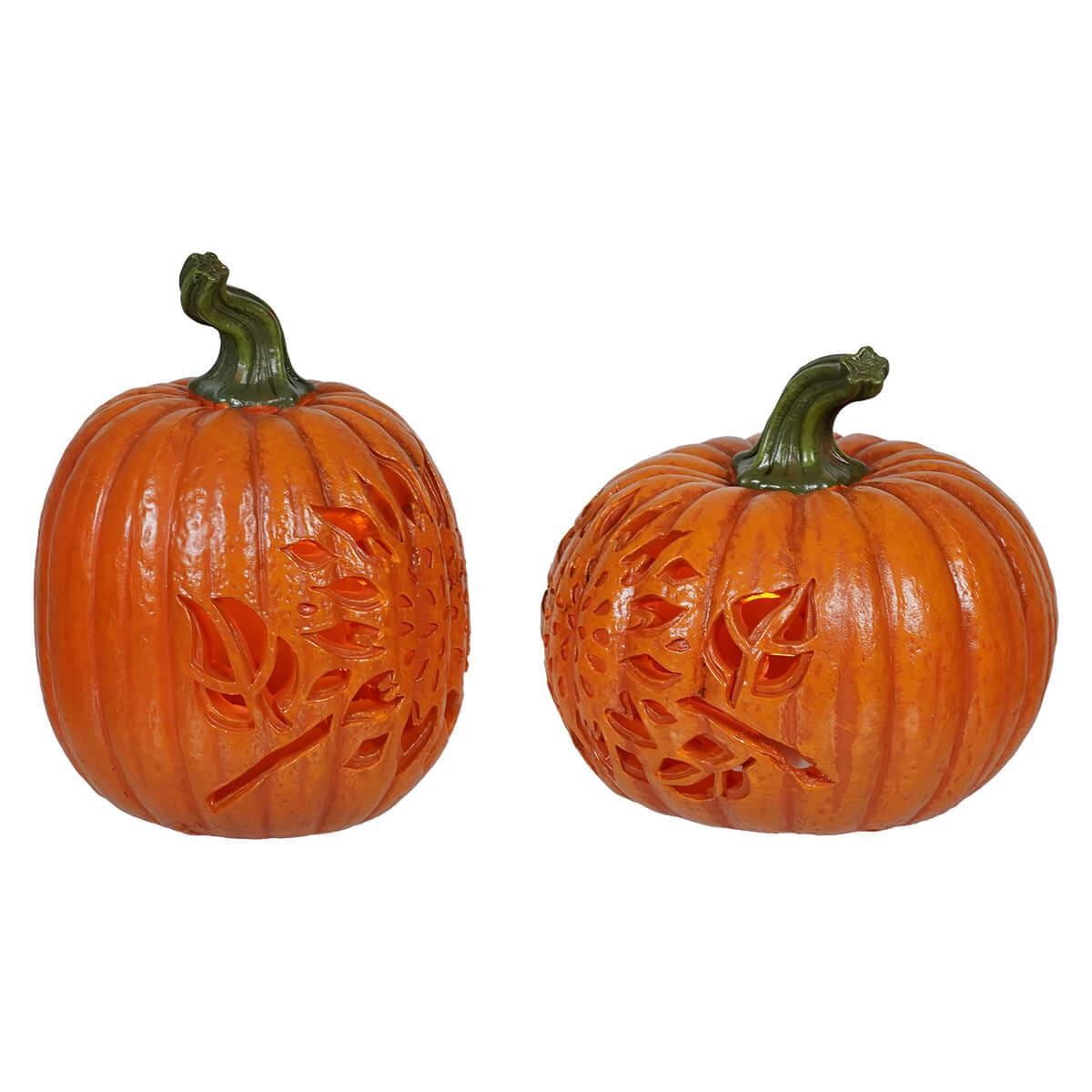 Lighted Flower Cutout Pumpkins Set/2 - Halloween