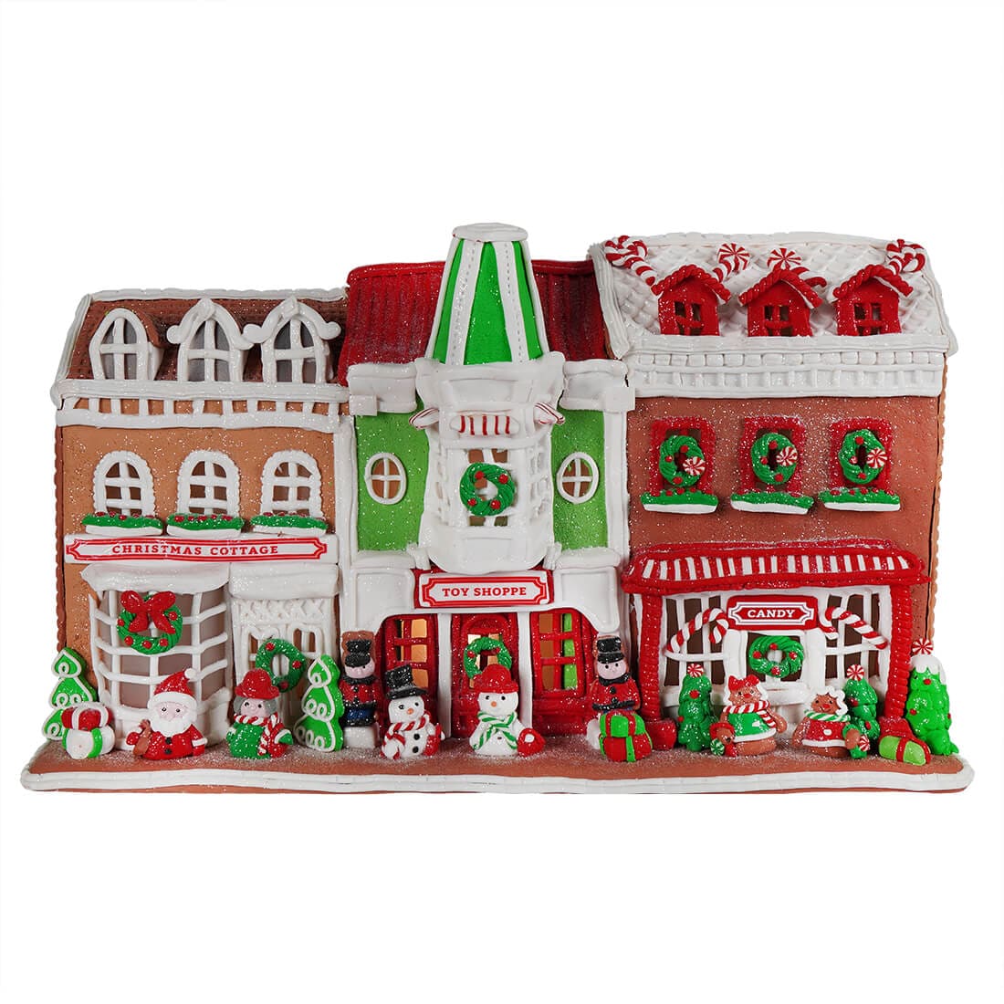 Lighted Gingerbread Santa's Village Storefront