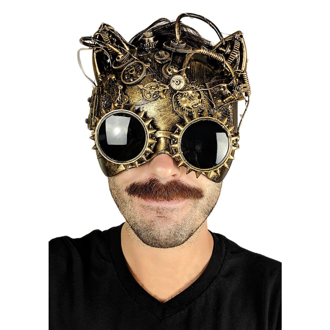 Lighted Gold Steampunk Cat Mask