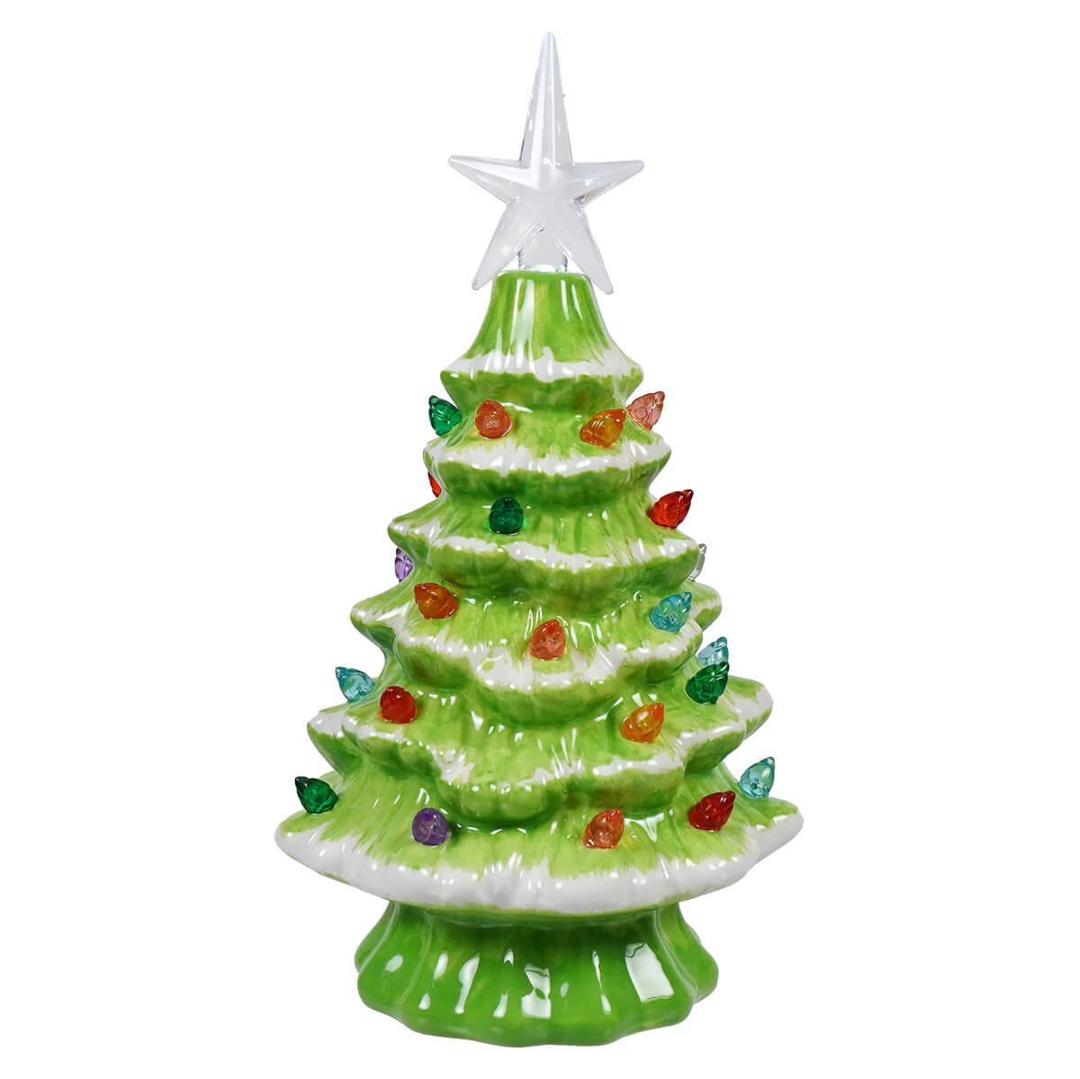 Lighted Green Ceramic Christmas Tree - Christmas