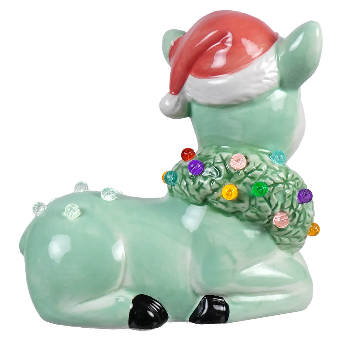 Lighted Green Ceramic Reindeer - Christmas