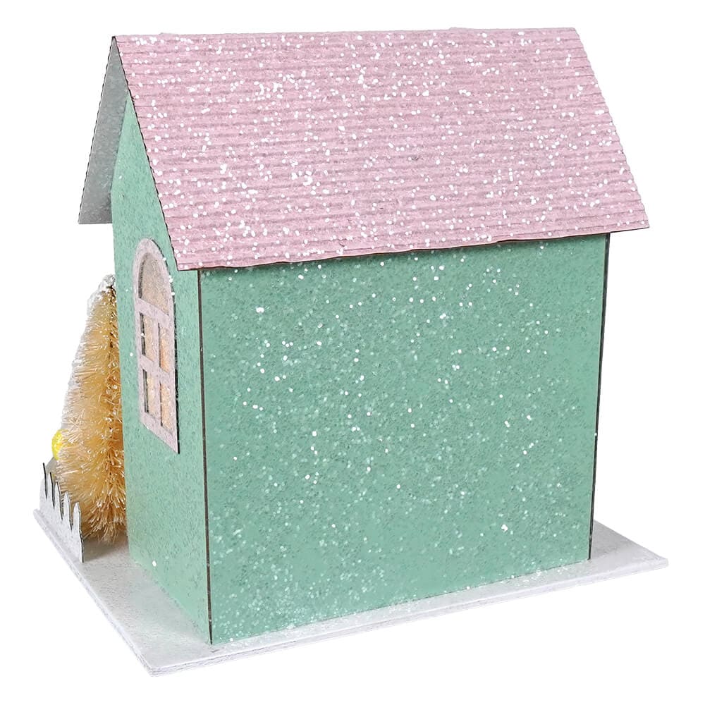 Lighted Green & Pink Pastel Easter House - Easter