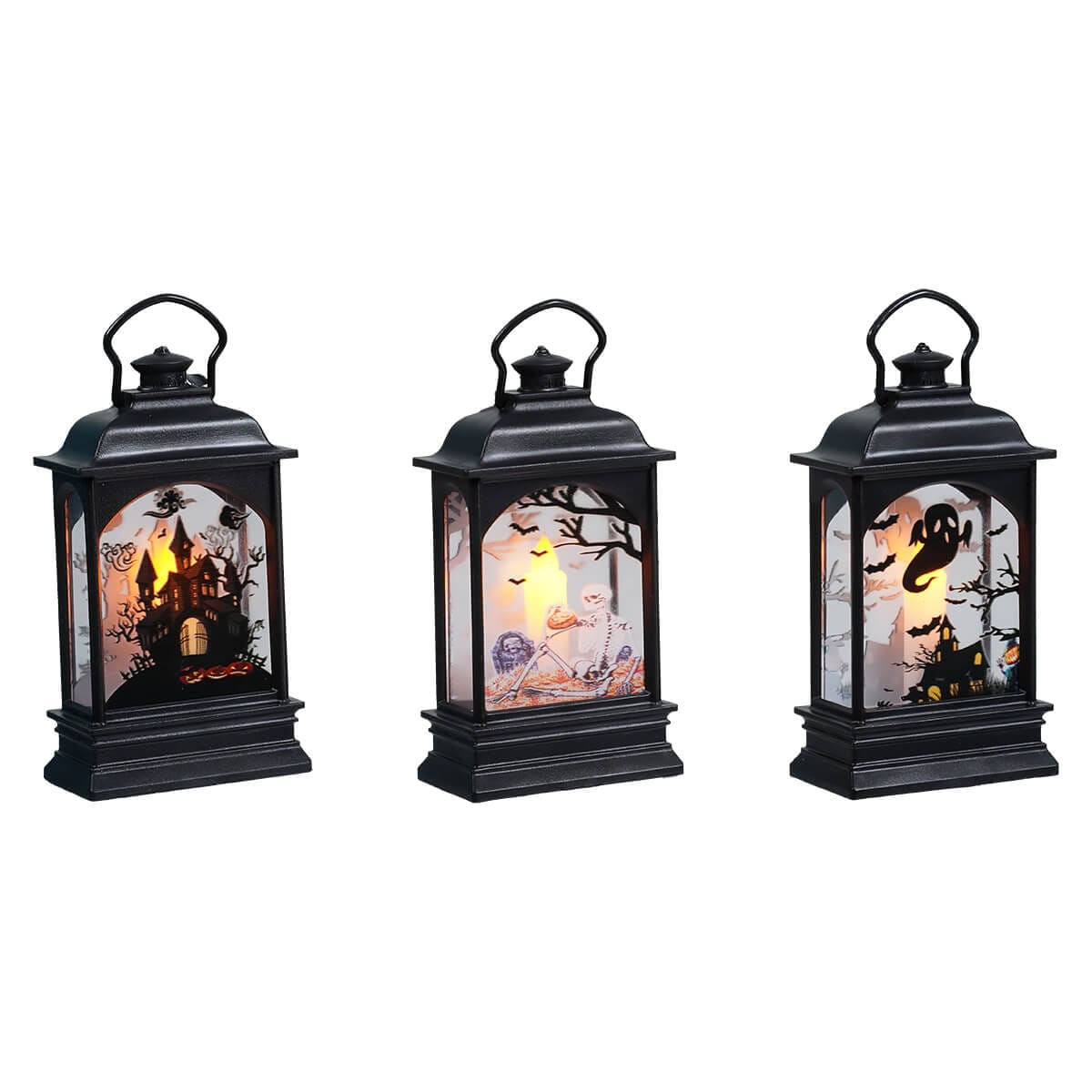 Lighted Halloween LED Candle Lanterns Set/3