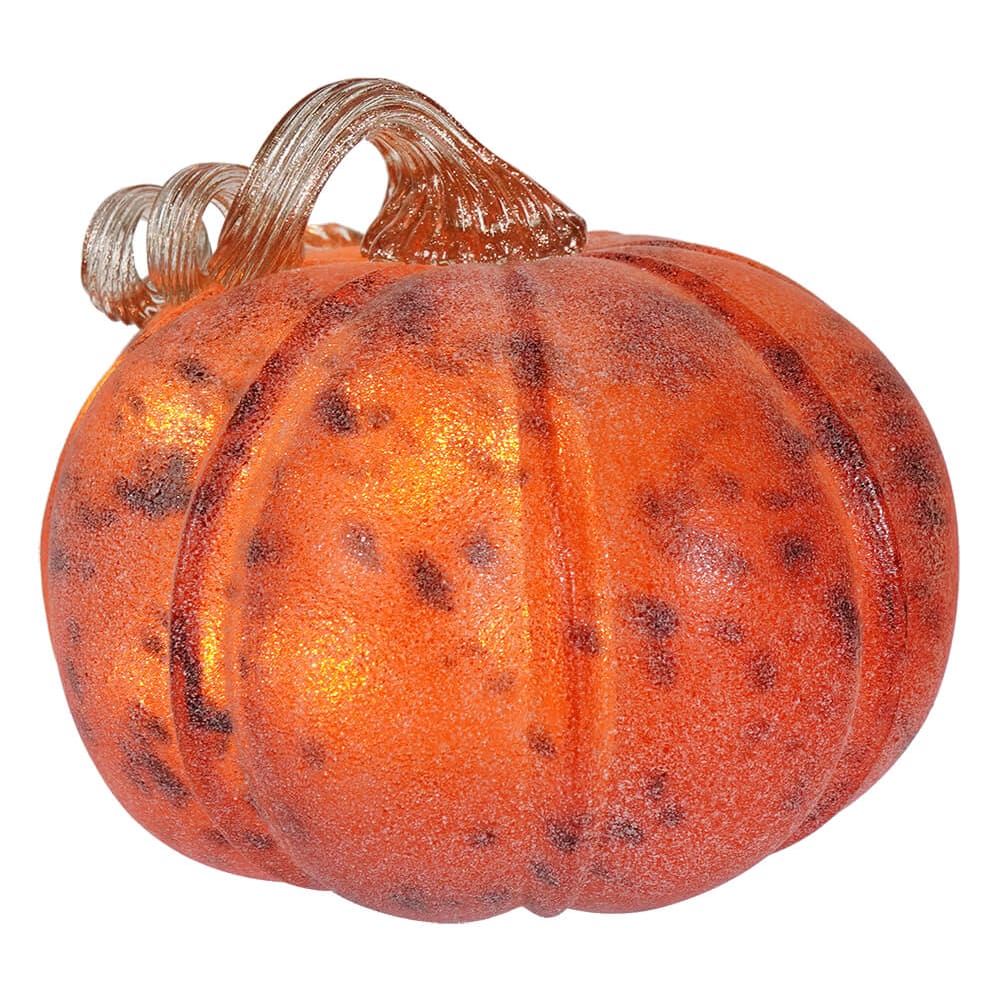 Lighted Hand Blown Pumpkins Set/2