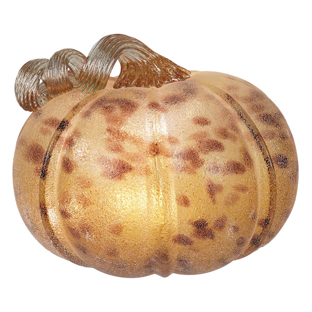 Lighted Hand Blown Pumpkins Set/2