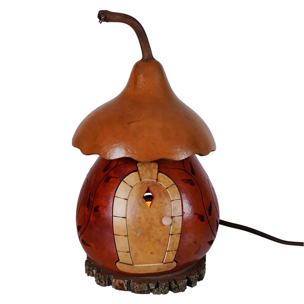 Lighted harvest cottage gourd lamp by meadowbrooke gourds featuring a glowing cottage gourd design perfect for decor