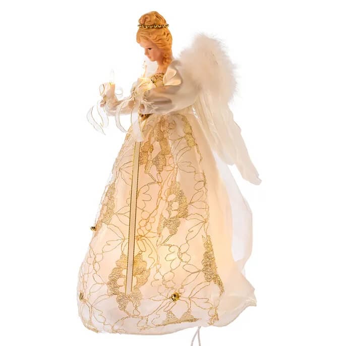 Lighted Ivory & Gold Angel Tree Topper