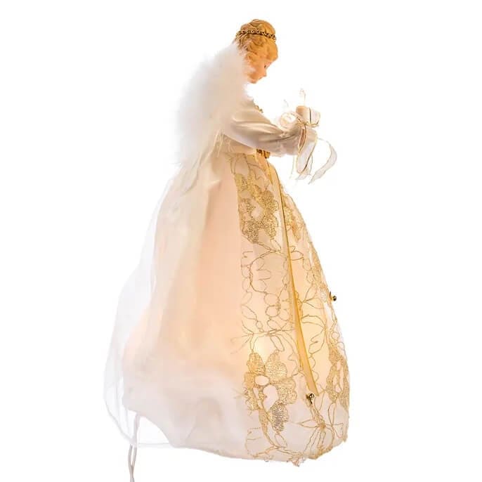 Lighted Ivory & Gold Angel Tree Topper