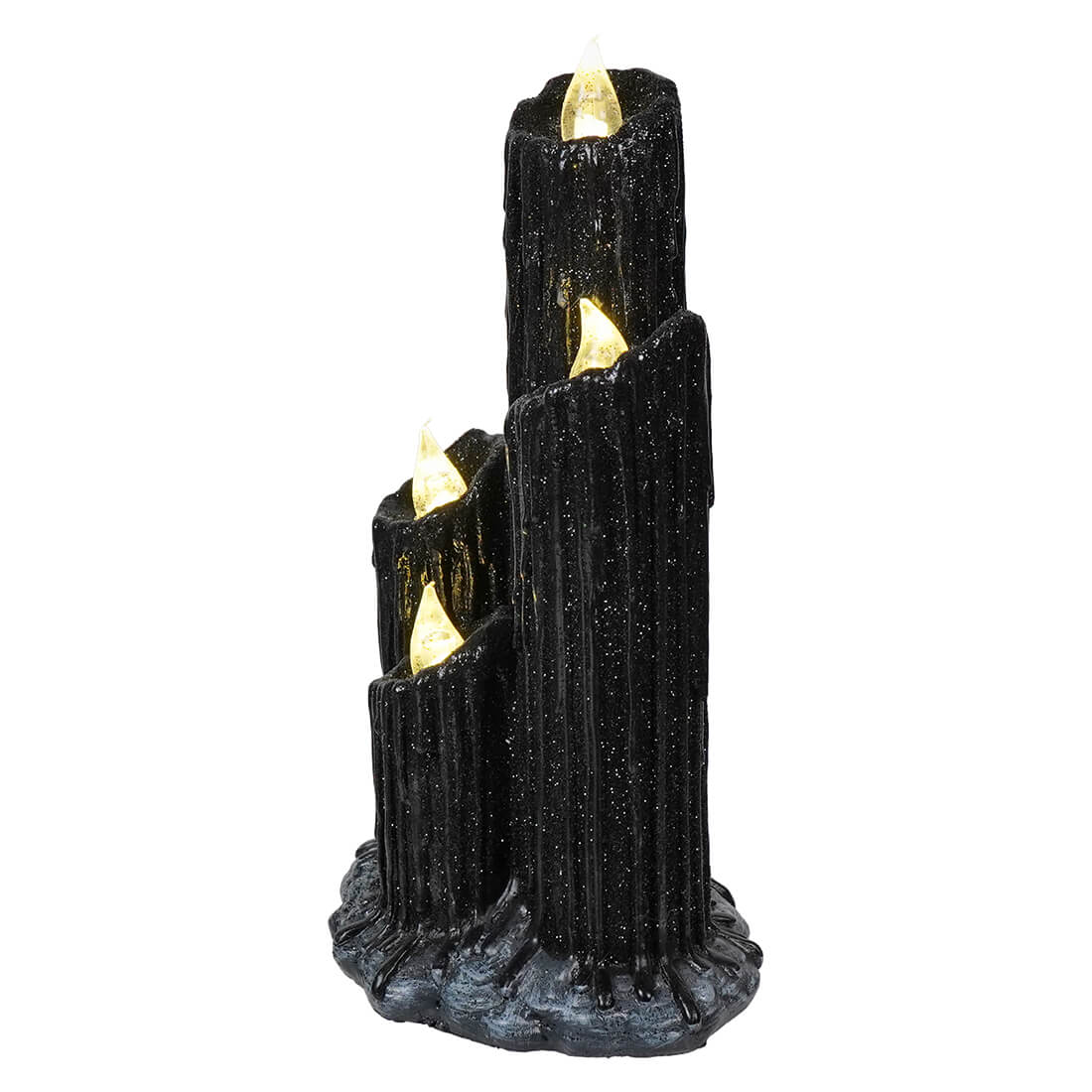 Lighted LED Black Resin Halloween Spooky Candles With Timer - Halloween