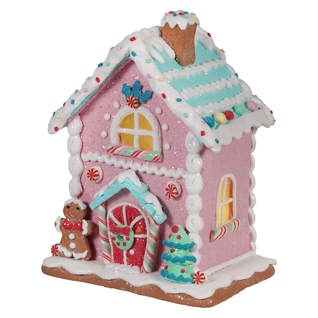 Lighted LED Pastel Gingerbread Sweets House - Christmas