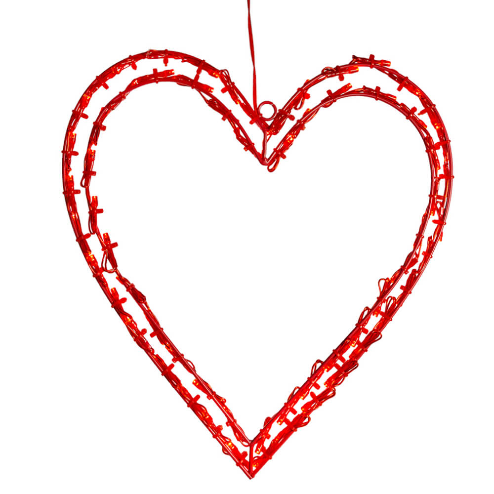 Red wire heart-shaped ornament or decoration.