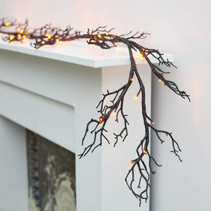 Lighted Multicolor & Multifunctional Glittered Black Branch Garland - Halloween