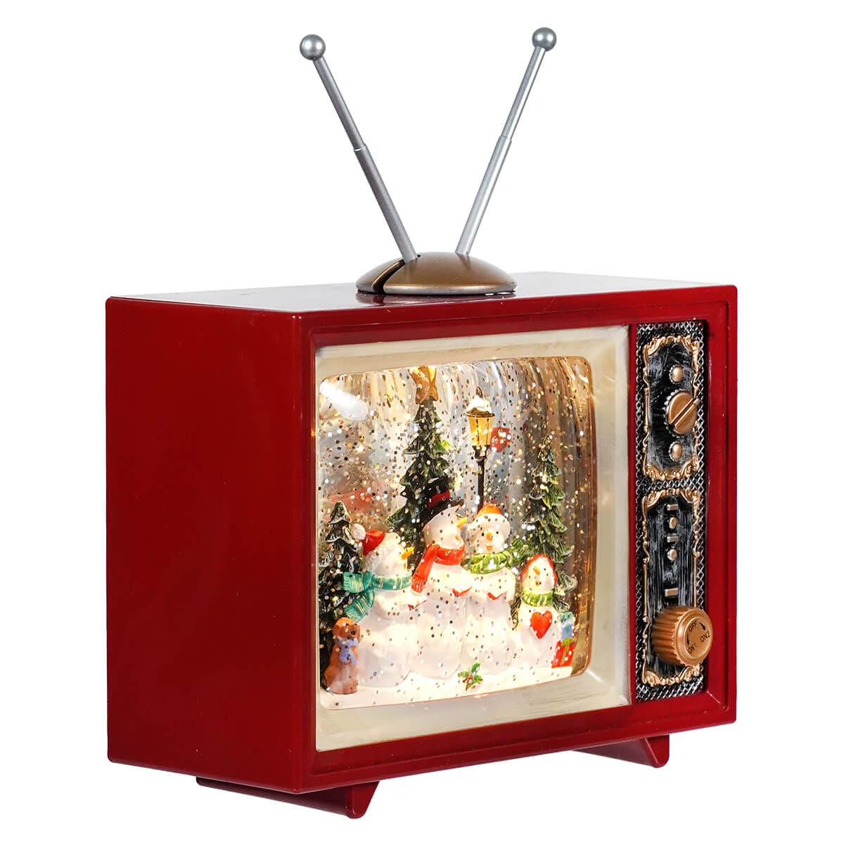 Lighted Musical Snowman Holiday Scene Spinning Water Globe Television