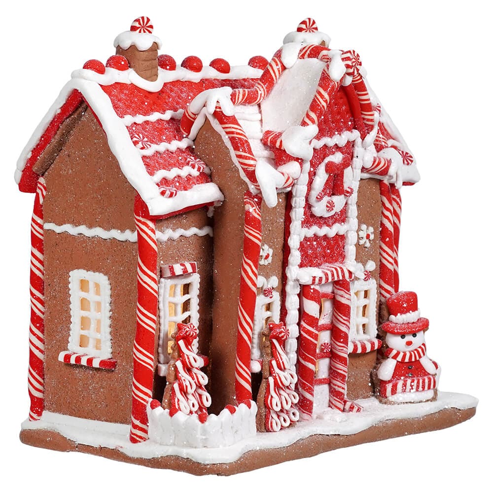 Lighted Peppermint Gingerbread House