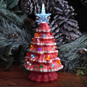 Lighted Pink Ceramic Christmas Tree - Christmas