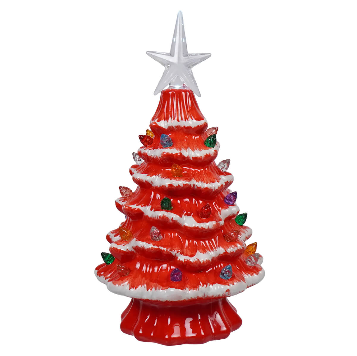 Lighted Red Ceramic Christmas Tree - Christmas