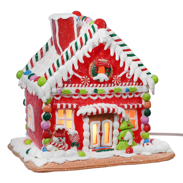 Lighted Red Gingerbread House for Christmas Decor by Kurt Adler