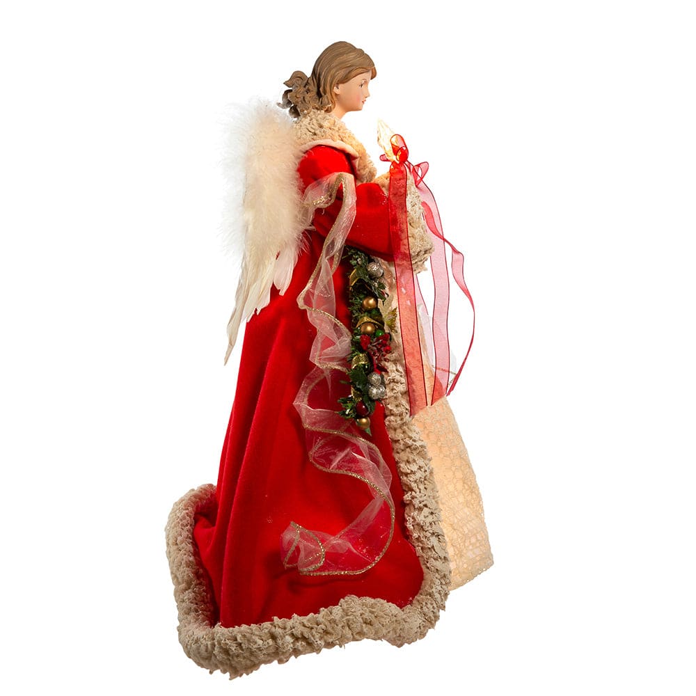 Lighted Red & Ivory Angel Tree Topper