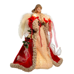 Lighted Red & Ivory Angel Tree Topper