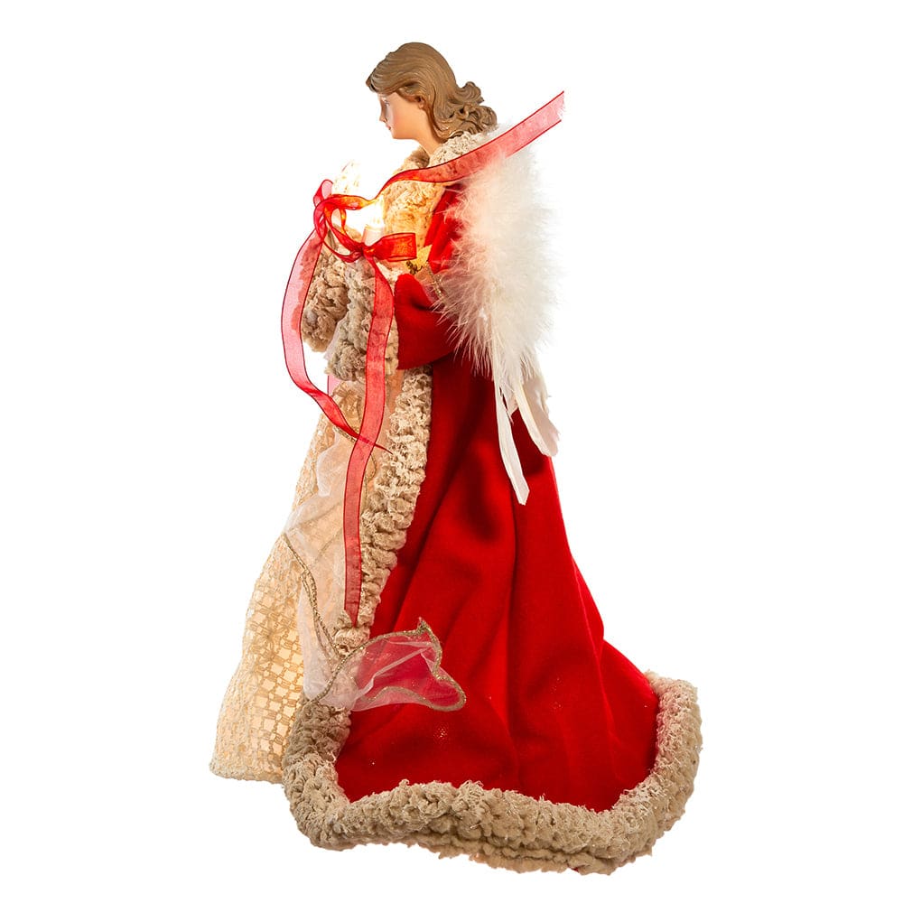 Lighted Red & Ivory Angel Tree Topper