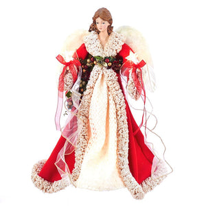 Lighted Red & Ivory Angel Tree Topper