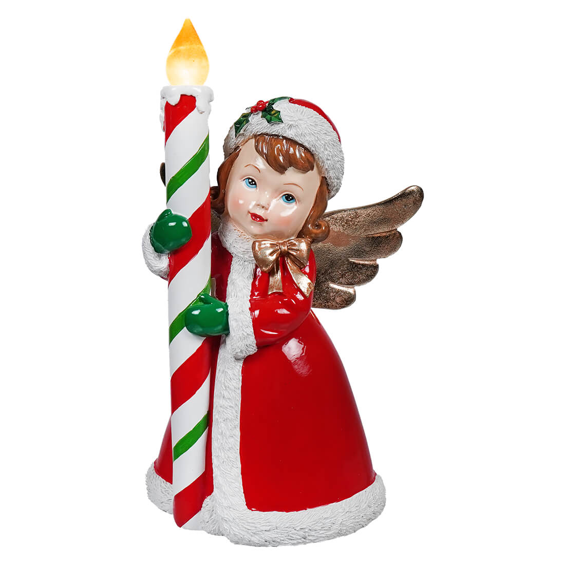 Lighted Retro Angel Holding Candle - Christmas