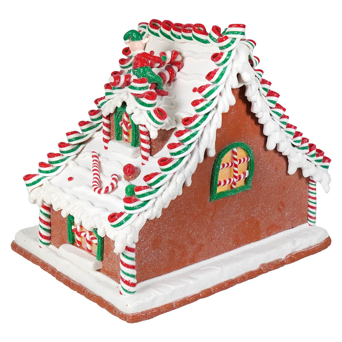 Lighted Santa’s Workshop Claydough Gingerbread House - Christmas