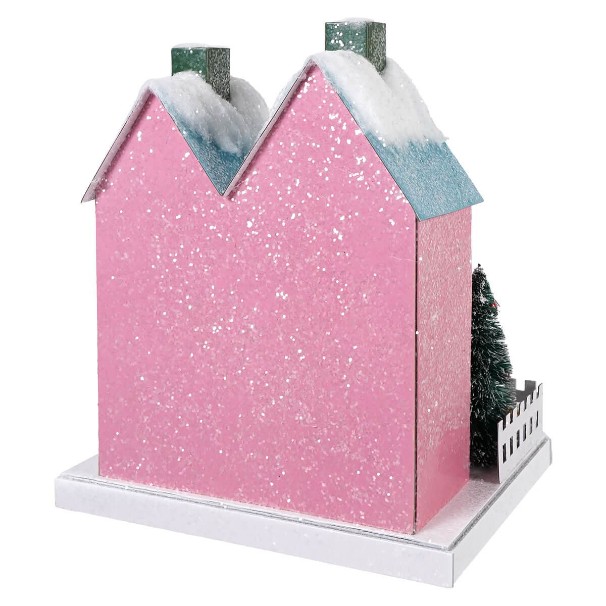 Lighted Snowy Pastel Santa Village House With Timer - Christmas