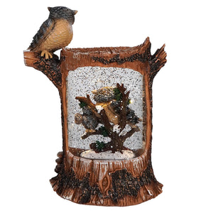 Lighted Spinning Holiday Owl Water Globe - Christmas