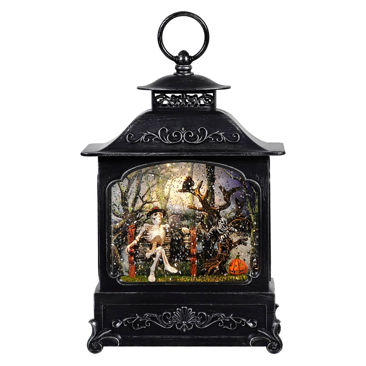 Lighted Spinning Lounging Skeleton Scene Water Lantern