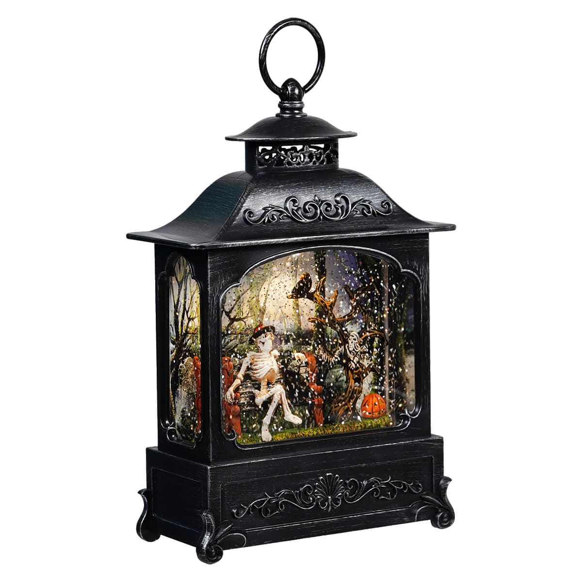 Lighted Spinning Lounging Skeleton Scene Water Lantern