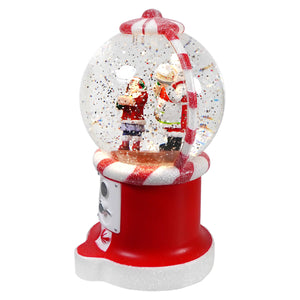 Lighted Spinning Santa Peppermint Candy Water Globe - Christmas
