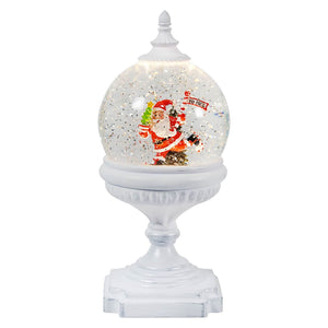 Lighted Spinning Water Globe With Ice Skating Santa