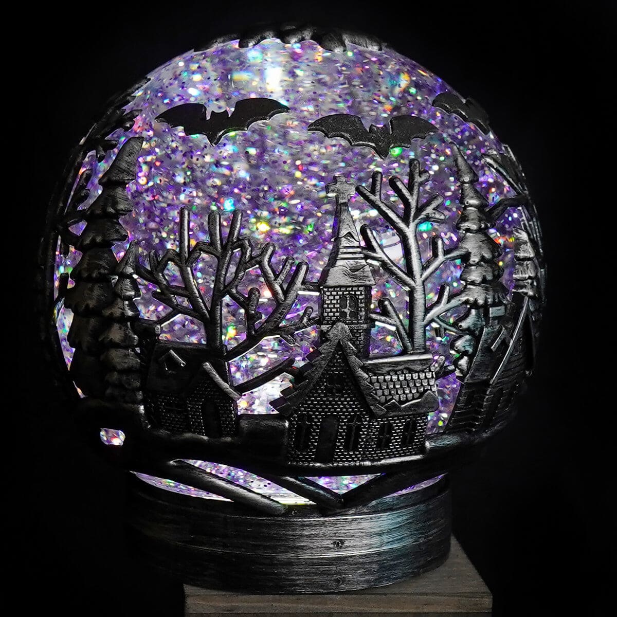 Lighted Spooky Night Swirling Glitter Water Globe - Halloween