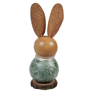 Rustic meadowbrooke gourds bunny gourd with cork body tan head and green base wearing cream ribbon easter bunny decor