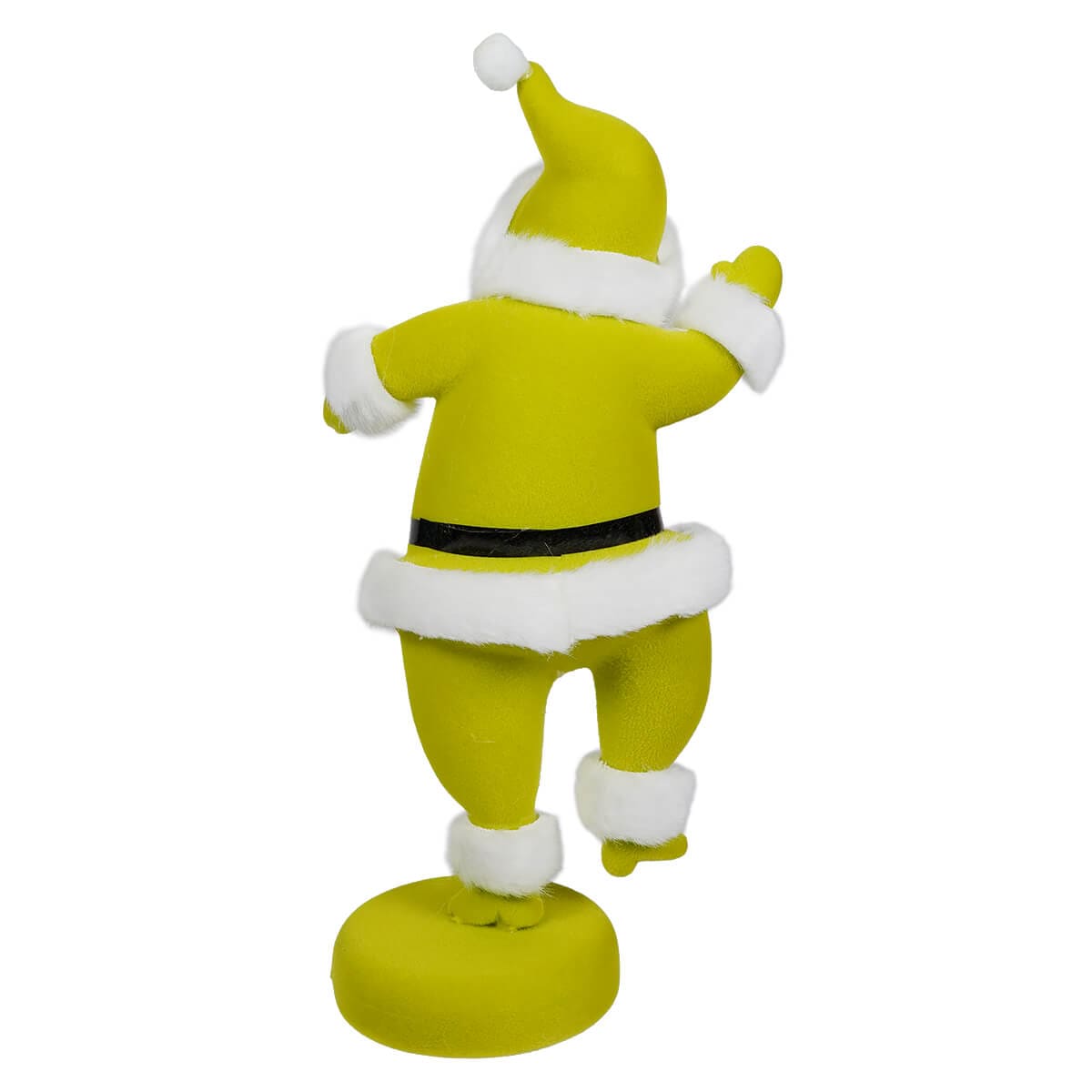 Lime Green Flocked Dancing Santa - Christmas