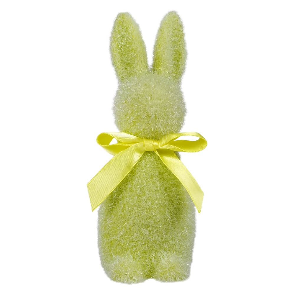 Lime Green Flocked Pastel Button Nose Bunny - Easter