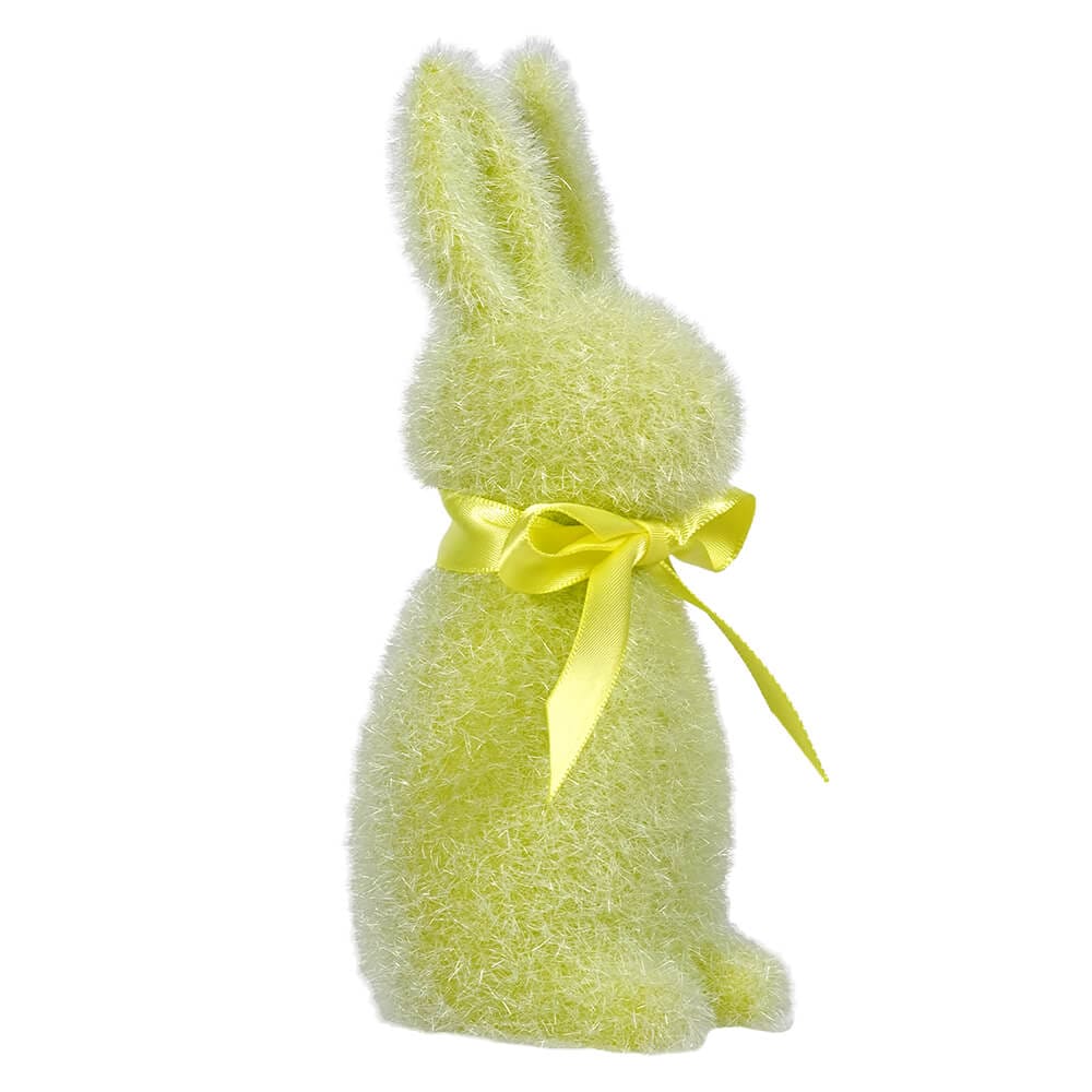 Lime Green Flocked Pastel Button Nose Bunny - Easter