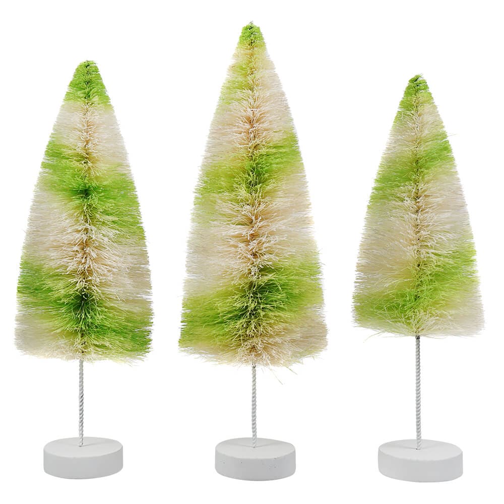 Lime Stripes Delights Bottle Brush Trees Set/3