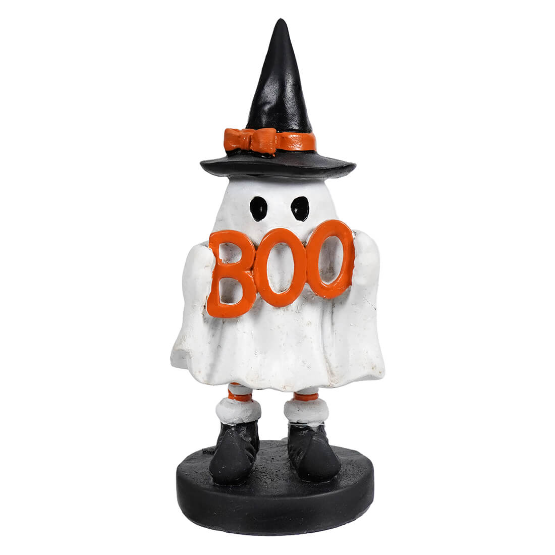 Little boo ghost white ceramic boo ghost wearing black witch hat with orange bow halloween ghost figures decor