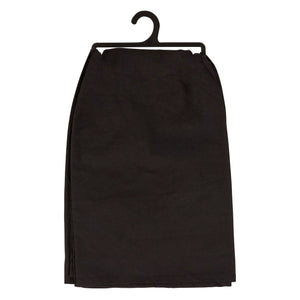 Black skirt hanging on a hanger near a dead and breakfast inn kitchen towel for cozy inn kitchen vibes