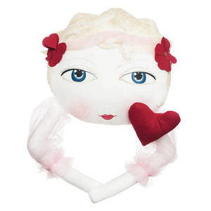 Heart-shaped zombinaland decorative pillow with a tracy scheff doll face perfect for spooky decor