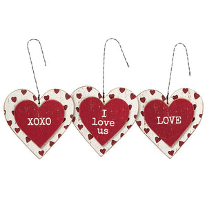 Love Heart Ornaments Set/3
