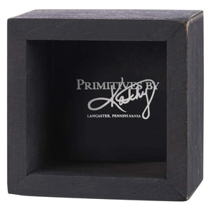 Black rustic wooden win box sign with matte finish and engraved primitives by kathy logo inside
