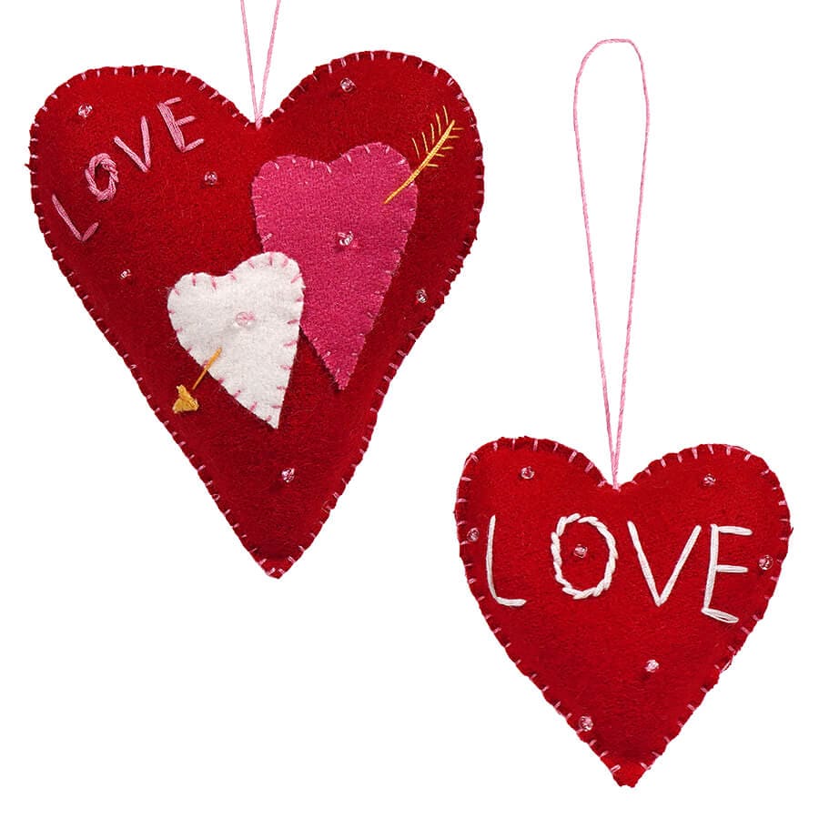 Timant Heart Set Made With Love Heart Ornaments Set/2 – Traditions